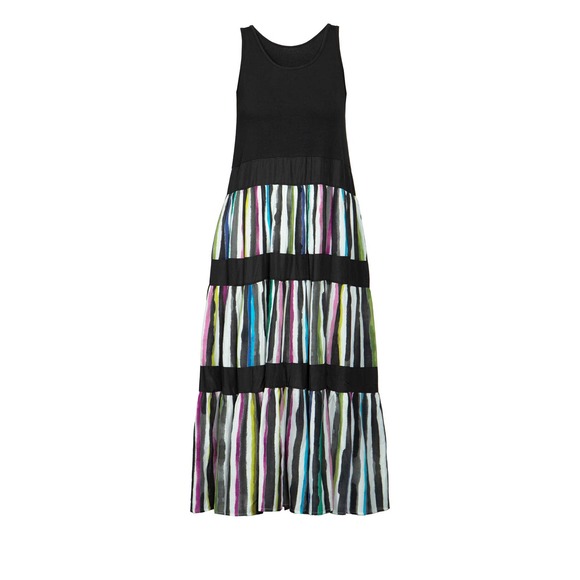 Women's Maxi Dress Size 8 Black Luukaa Stripes Tank Sleeveless Scoop Neck NWT - Picture 2 of 6